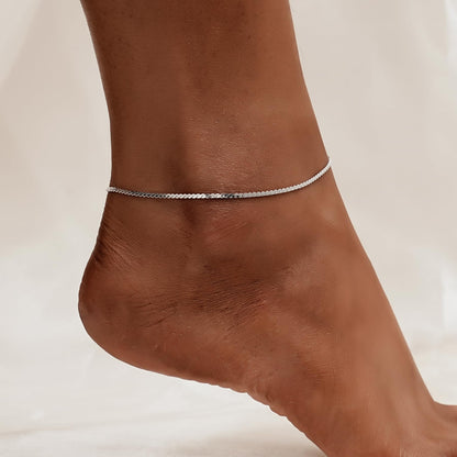 925 Sterling Silver Serpentine Twist Rope Chain Anklets Bracelet for Women