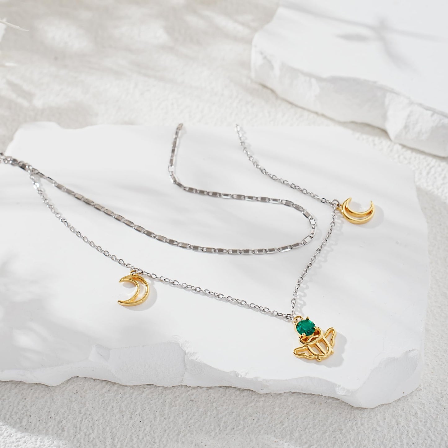 925 Sterling Silver Layered Ankle Bracelet Adjustable Lightweight Ladybug with Moon Charm Foot Chain for Women