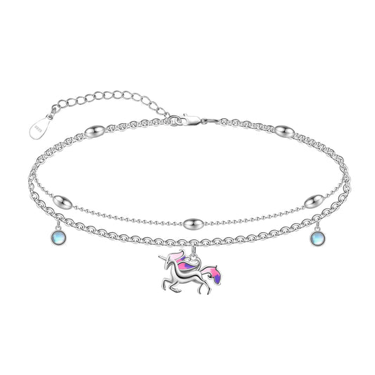 Unicorn Anklet 925 Sterling Silver Unicorn Anklet Cute Unicorn Ladies Anklet