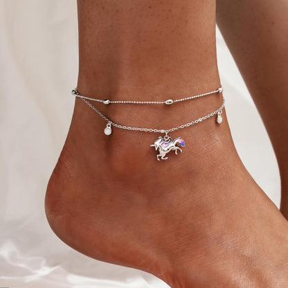 Unicorn Anklet 925 Sterling Silver Unicorn Anklet Cute Unicorn Ladies Anklet