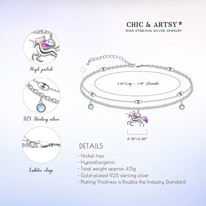 Unicorn Anklet 925 Sterling Silver Unicorn Anklet Cute Unicorn Ladies Anklet