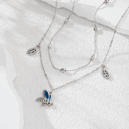 Bee Anklets 925 Sterling Silver Honeybee Double Layer Anklet Bracelet Adjustable Lightweight Foot Chain for Women