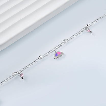 Anklets 925 Sterling Silver Cute Car Anklet Bracelet Adjustable Double Layer Chain with Delicate Charm
