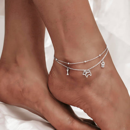 925 Sterling Silver Dog Ankle Bracelets for Women