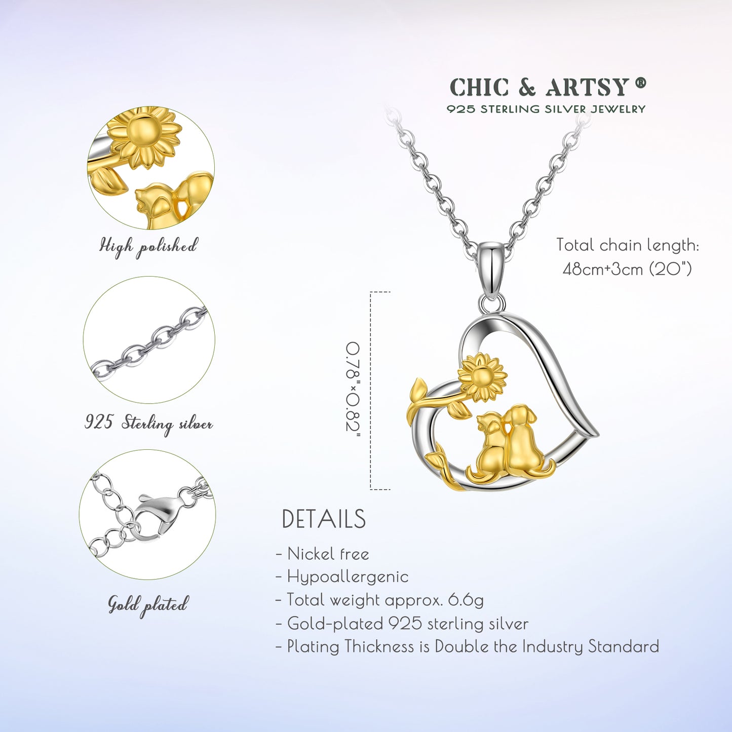 Gold Plated 925 Sterling Silver Dog Mom Necklace