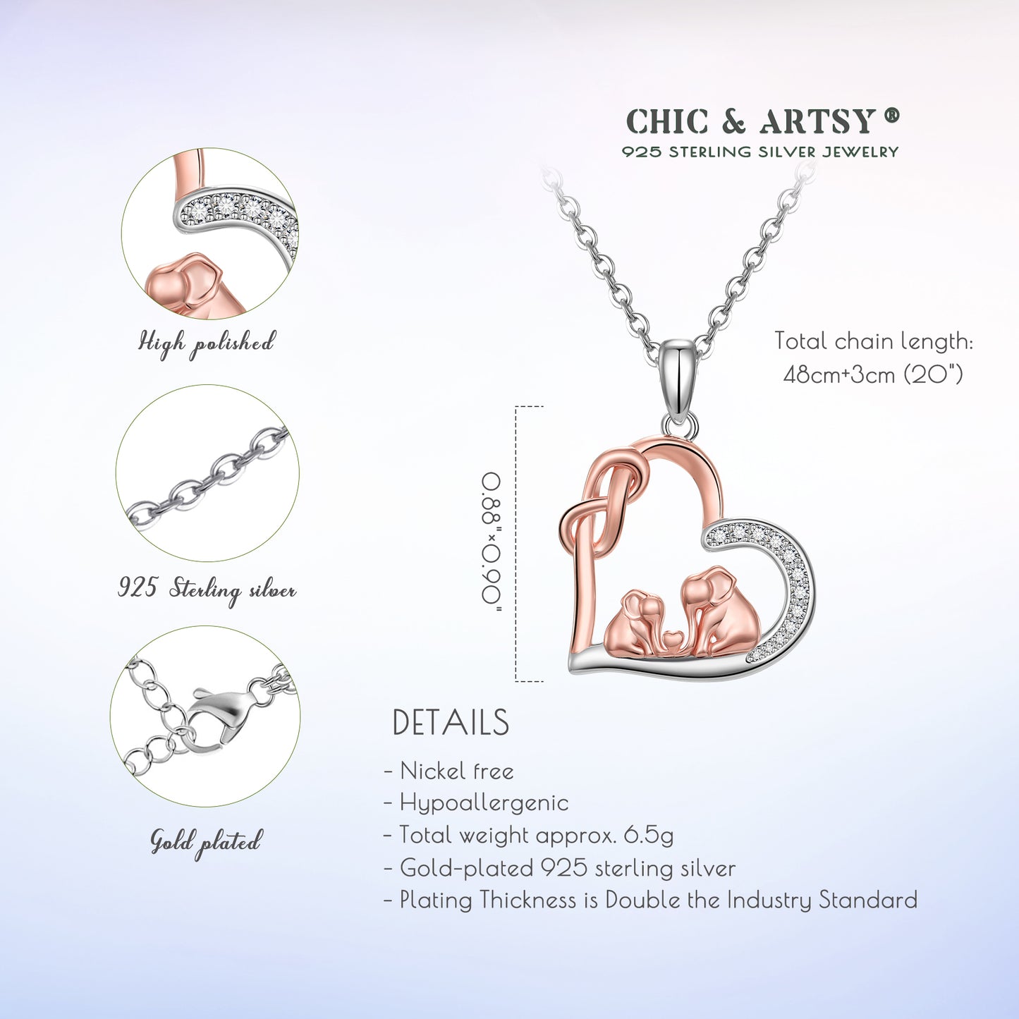 925 Sterling Silver Lucky Mom Elephant Necklace