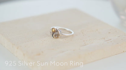 925 Sterling Silver Moon Sun Thumb Ring