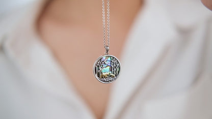 925 Sterling Silver Mama Bear Necklace Mother Daughter Two Tone Polar Bear Necklace